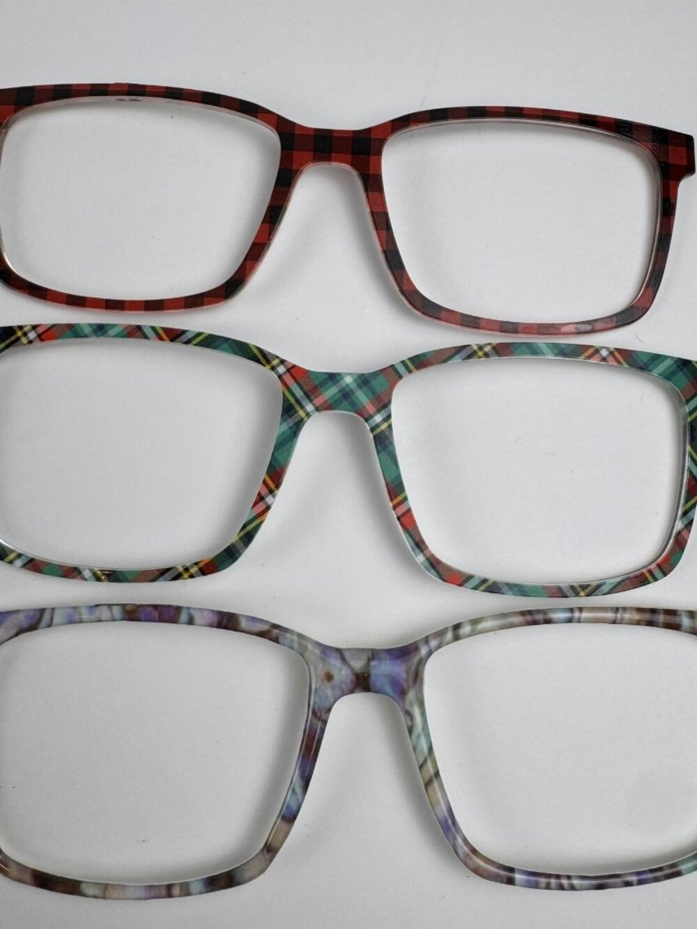 pair eyewear the kirby magnetic top frame topper lot of 3 plaid marble print